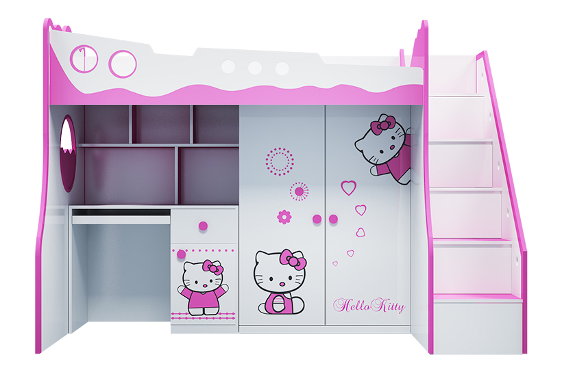GIƯỜNG TẦNG 3 TRONG 1 HELLO KITTY